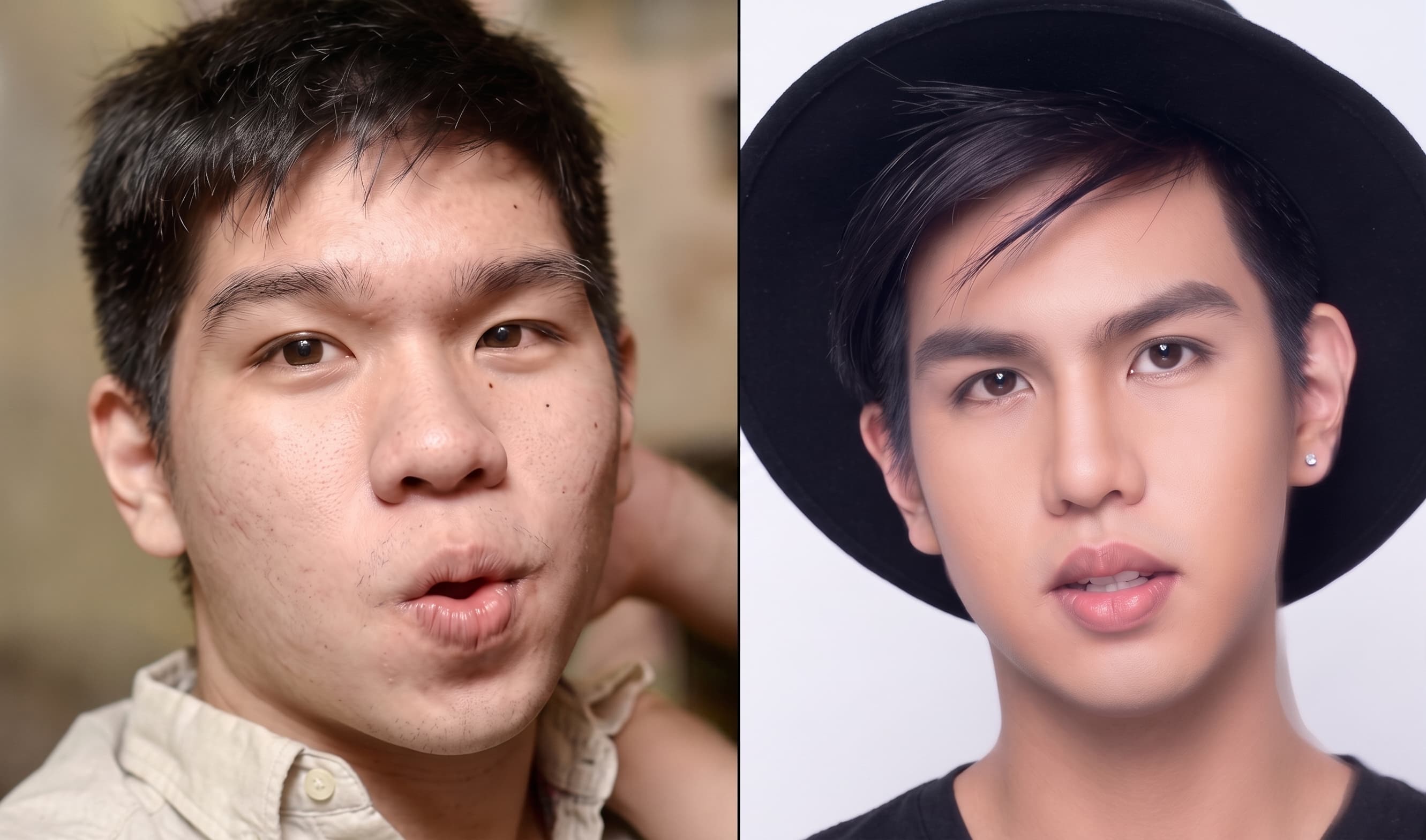 Patient two before and after alar base refinement comparison